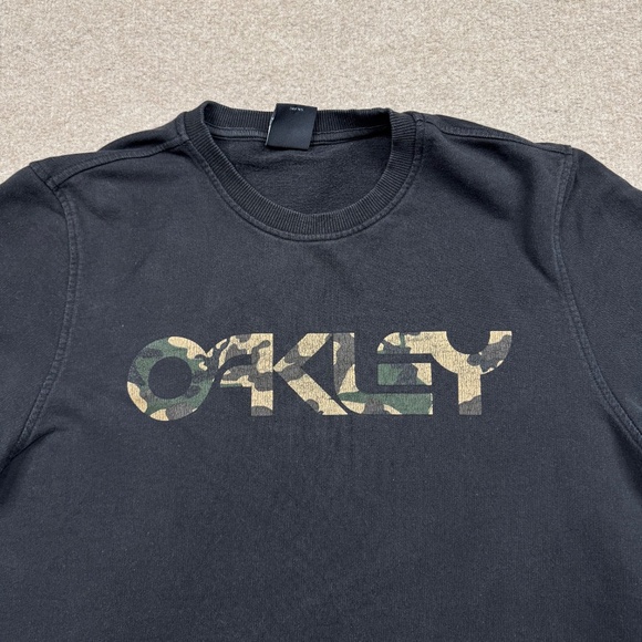 Oakley Sweatshirt Men's Size L Black Long Sleeve Pullover Camouflage Spell Out - Picture 4 of 7